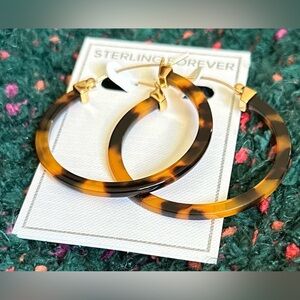 ‼️RARE‼️🎸Sterling Forever🎸🔥NWT🔥Tortoise Acetate Hoop Earrings 50mm